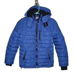 Petrol Industries Co. Boys Coats, Blue Puffer Coat With Detachable Hood, Sz 140